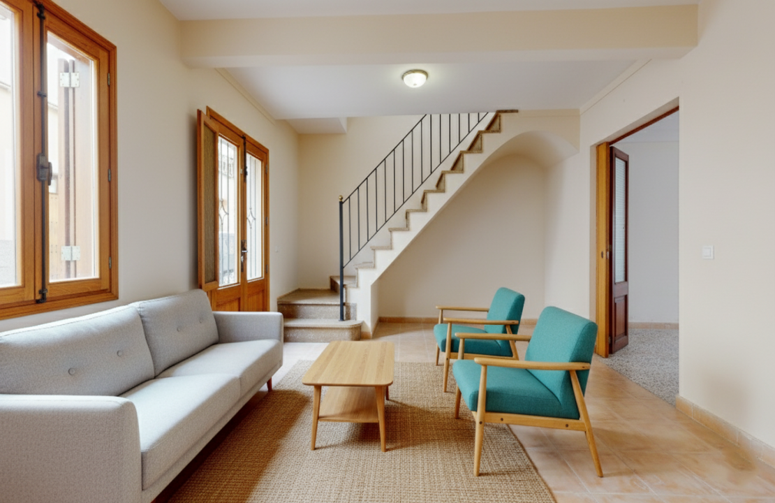 Townhouse in Pollenca Mallorca with large patio and renovation project